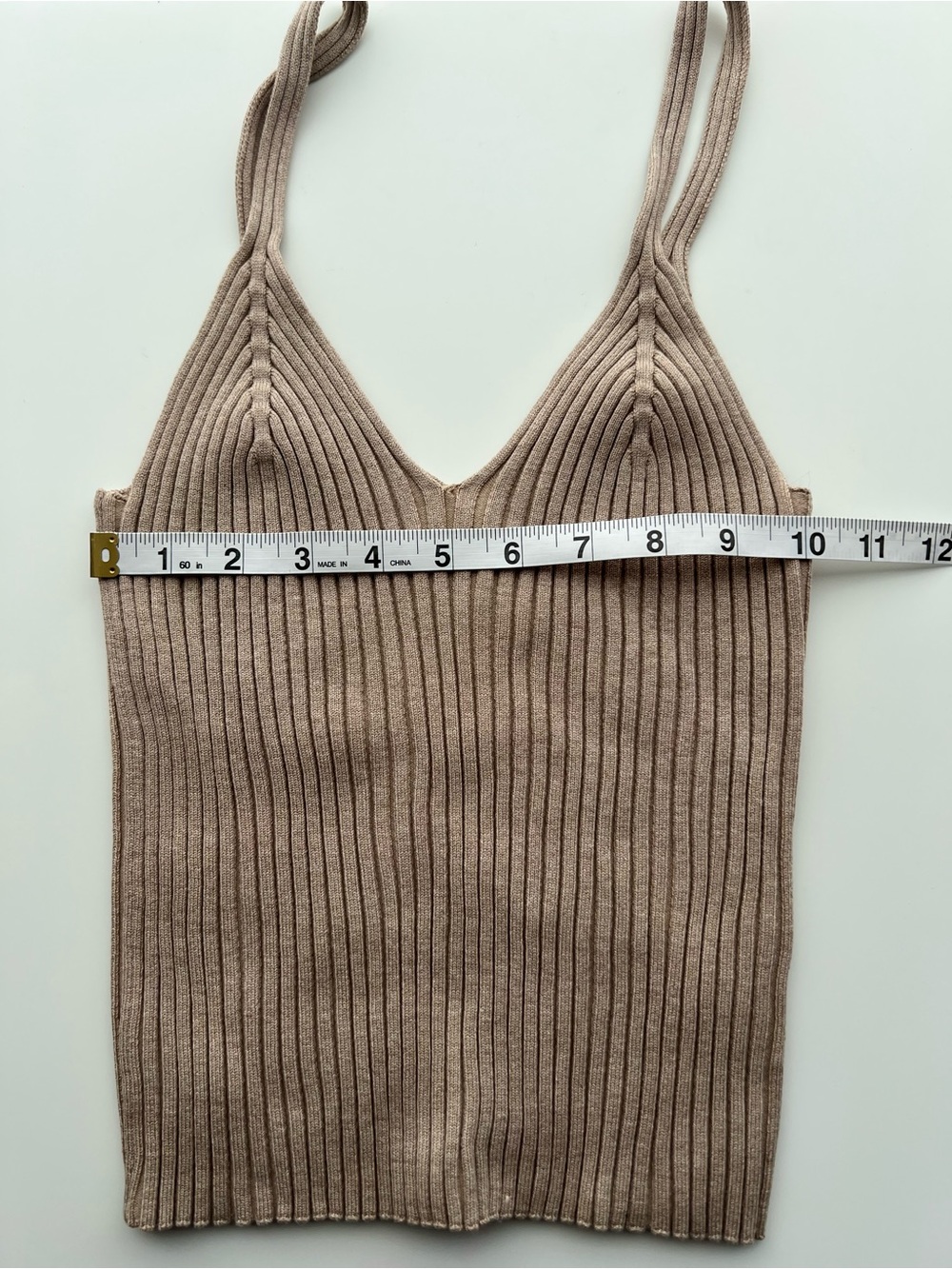 H&M Ribbed V-Neck Cami - Taupe - Picture 4 of 4